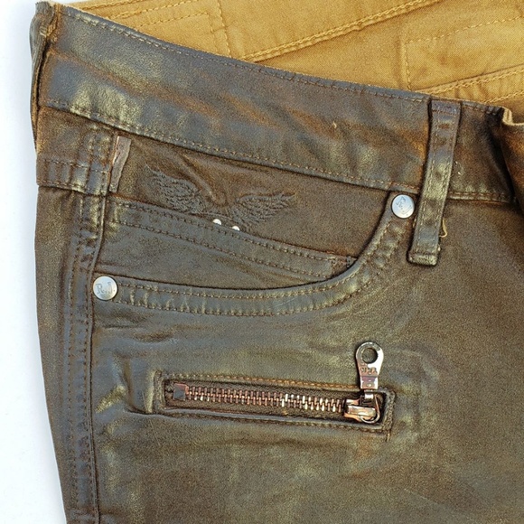 New ROBIN'S JEAN Motard Brown Coated Skinny Jean - Picture 5 of 8